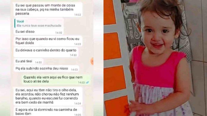 Mensagens mostram mãe de Shopia tentando justificar machucados e fratura no corpo da filha