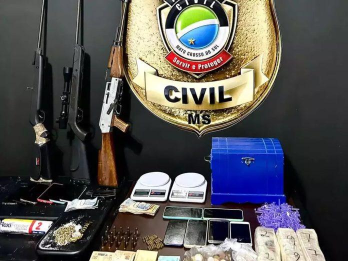 Operação da Polícia Civil desarticula quadrilha e apreende armas, drogas e dinheiro em MS