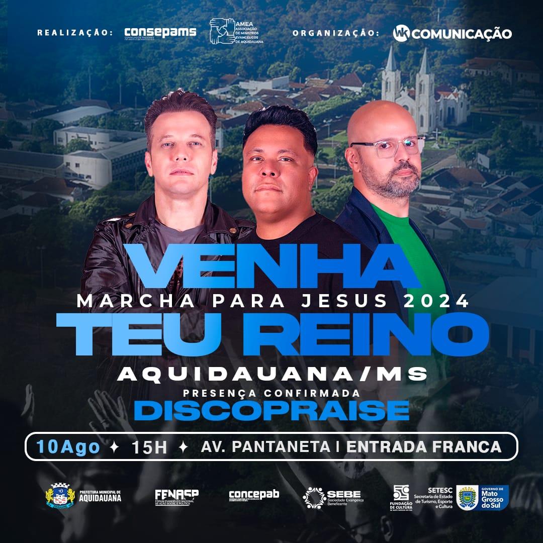 Marcha para Jesus celebra aniversário de Aquidauana com oração e show gospel