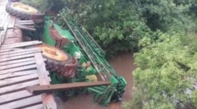 Funcionário de usina fica ferido após trator cair em rio